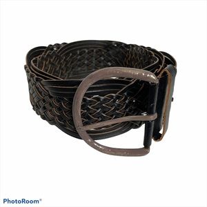 Bonded Leather Belt Braided Brown XL